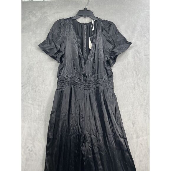 Anthropologie The Somerset Jumpsuit Size Medium Tall Inseam Satin Black - Picture 5 of 12